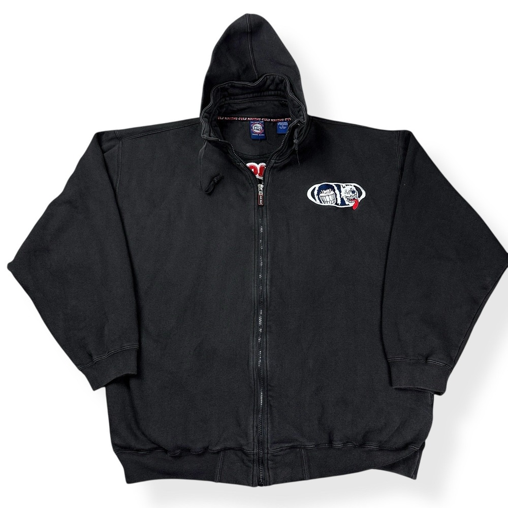 VTG Eskimo Joe's Mens Black Pullover Sweatshirt Hoodie Puffy Embroidered Size XL